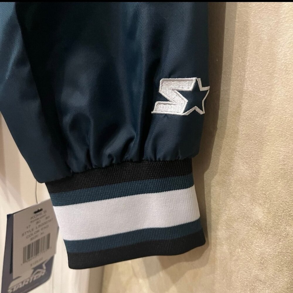 NEW STARTER NFL Philadelphia Eagles V-Neck Nylon Lined Pullover Windbreaker XL - Picture 3 of 11